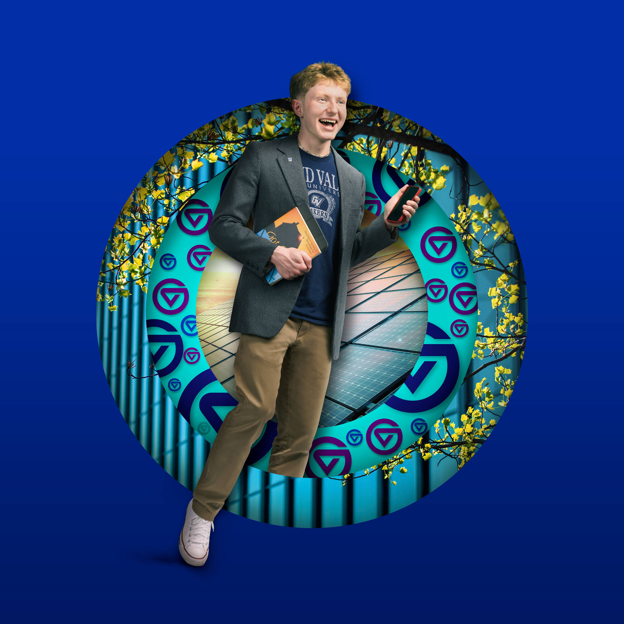 GVSU student, Dylan Mason coming out of his GVSU circle.